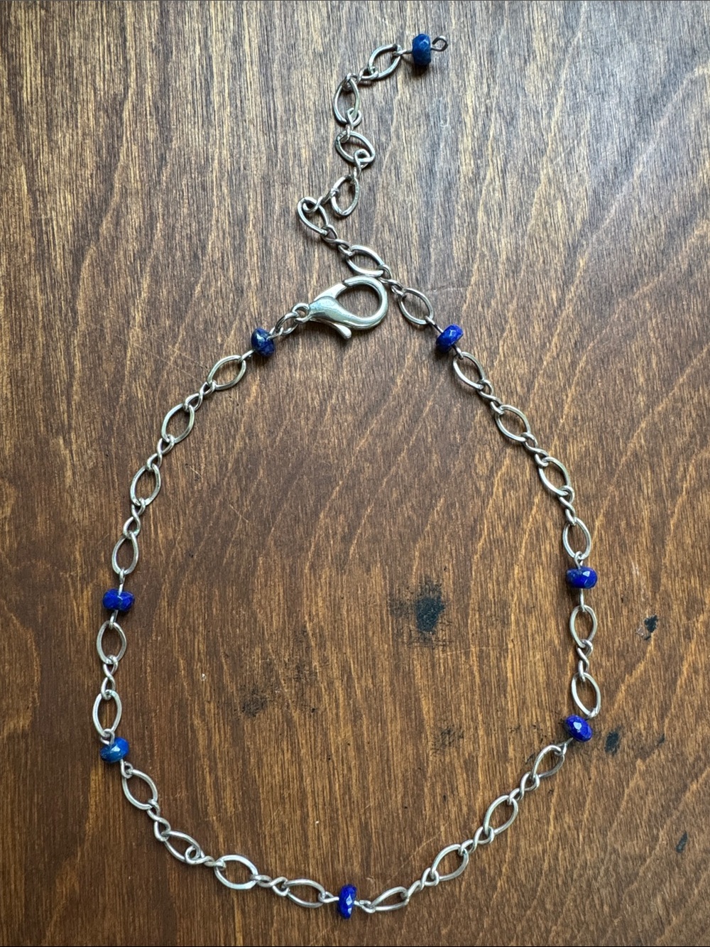 GENUINE LAPIS LAZULI NECKLACE CHOKER STERLING SILVER CHAIN ARTISAN JEWELRY